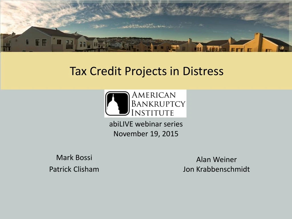 tax credit projects in distress