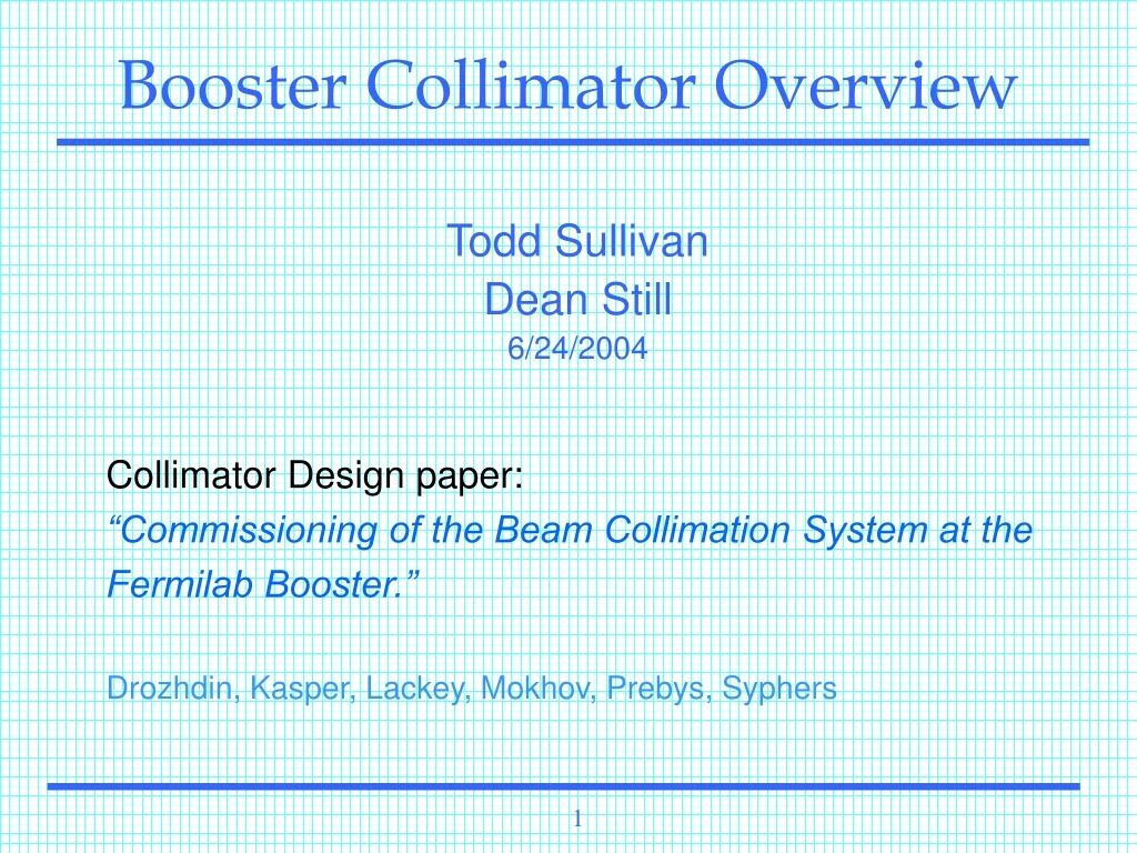 booster collimator overview