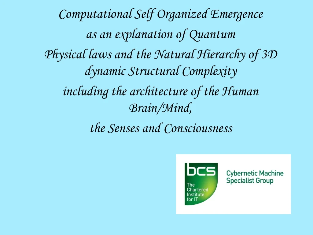 computational self organized emergence