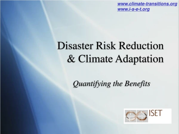 Disaster Risk Reduction  &amp; Climate Adaptation