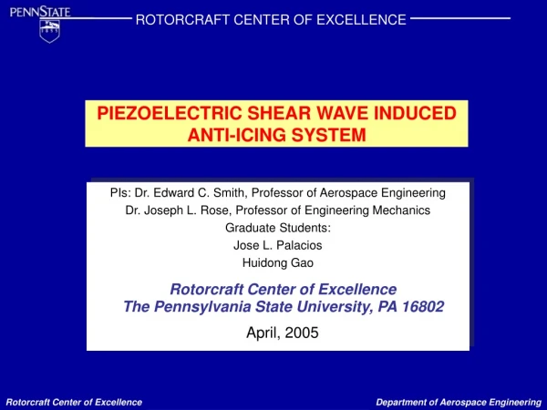 PIEZOELECTRIC SHEAR WAVE INDUCED ANTI-ICING SYSTEM