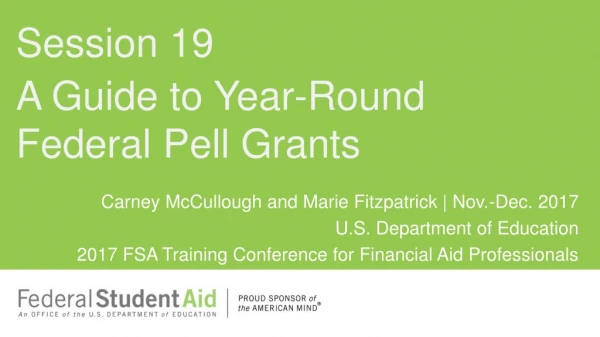 A Guide to  Year-Round Federal Pell  Grants