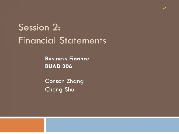 Session 2: Financial Statements