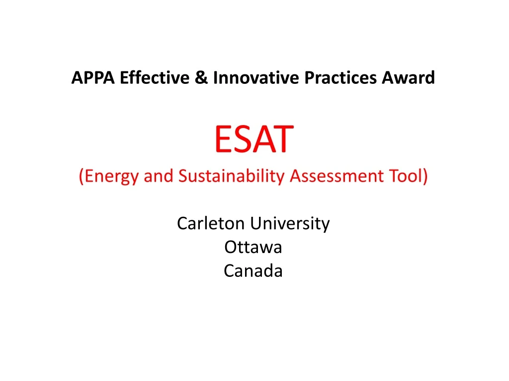 appa effective innovative practices award esat