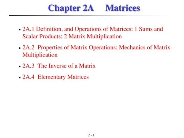 Chapter 2A Matrices