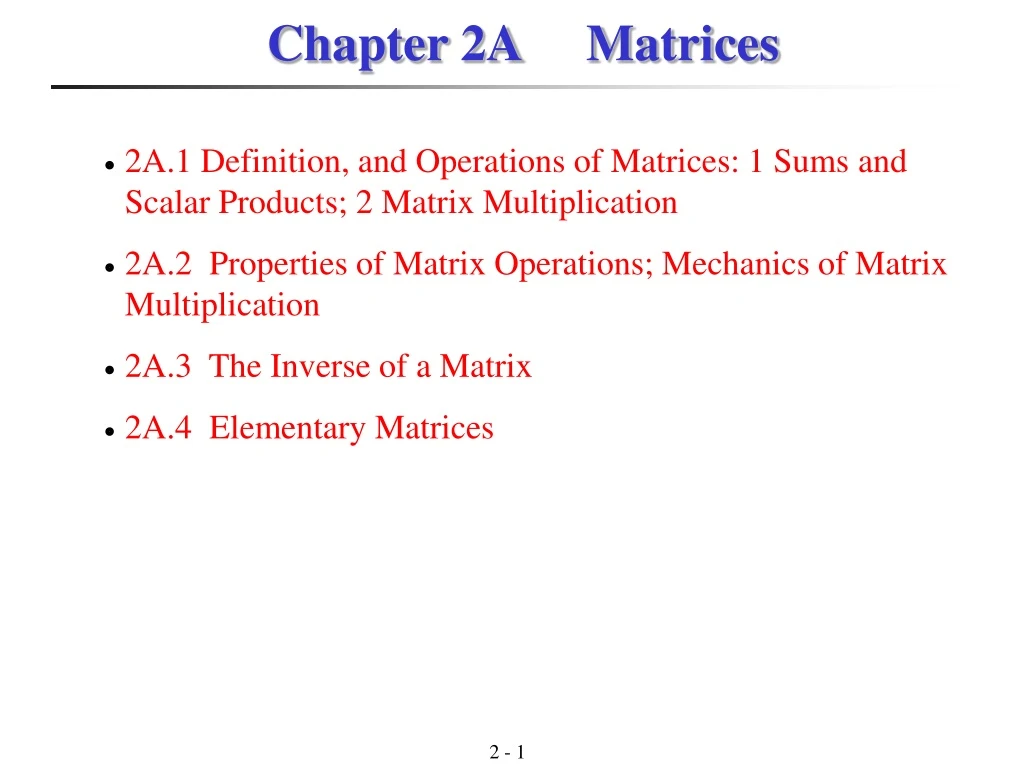 chapter 2a matrices