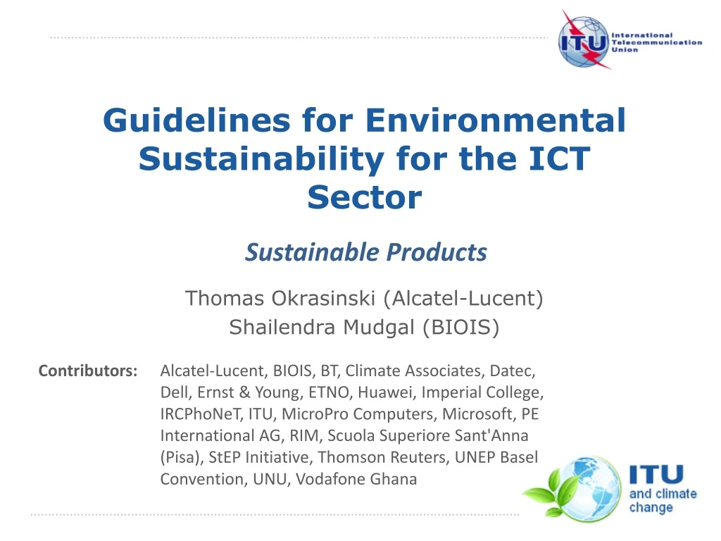 guidelines for environmental sustainability for the ict sector