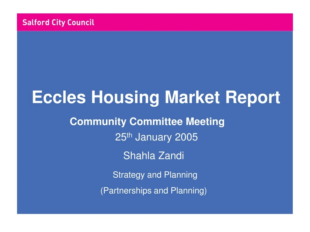 eccles housing market report