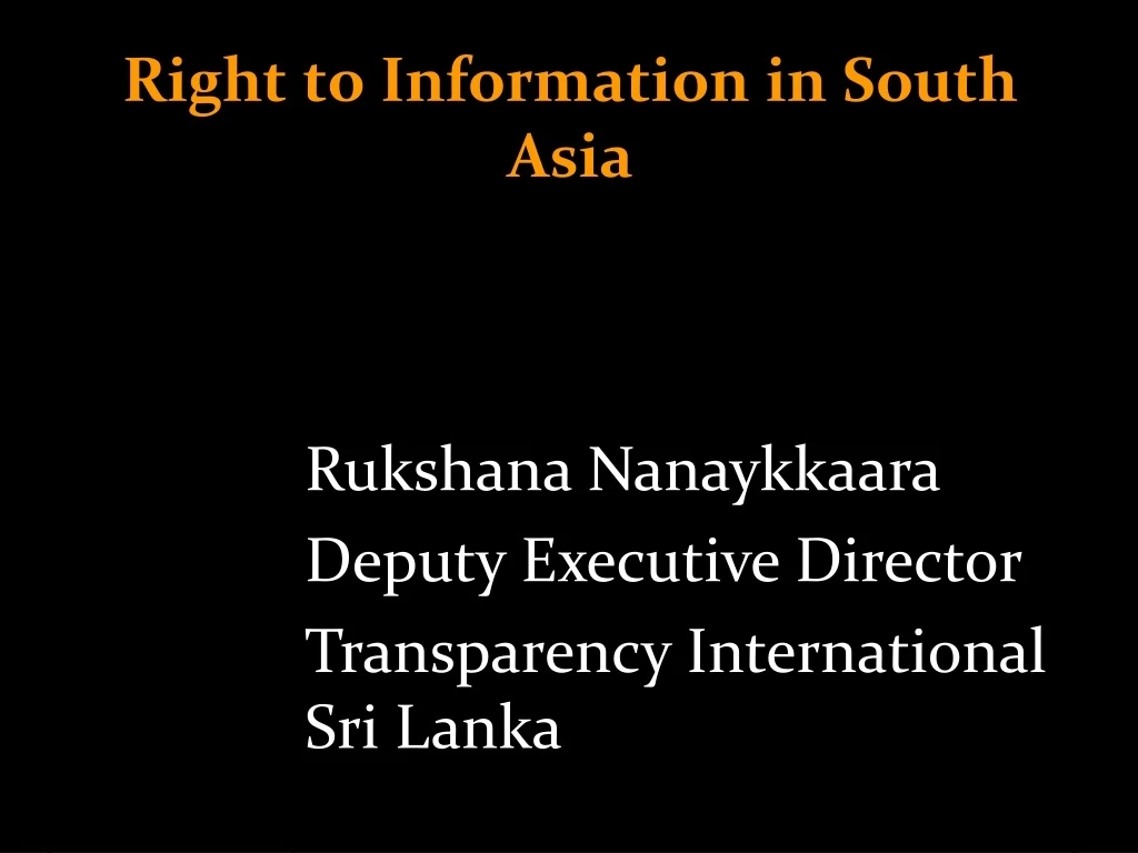 right to information in south asia