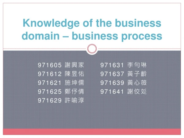 Knowledge of the business domain – business process