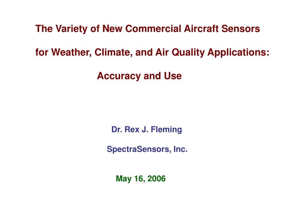 the variety of new commercial aircraft sensors