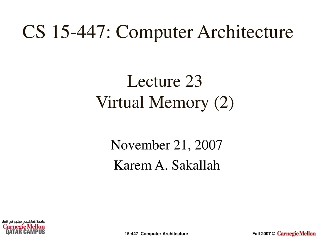 lecture 23 virtual memory 2