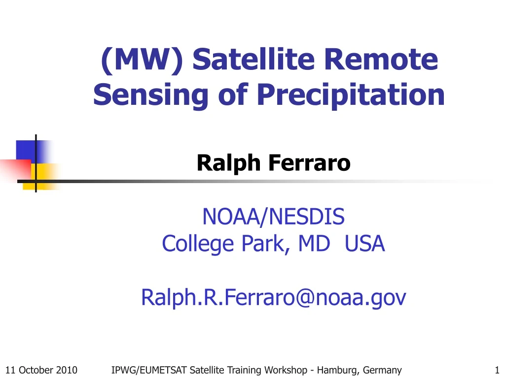 mw satellite remote sensing of precipitation