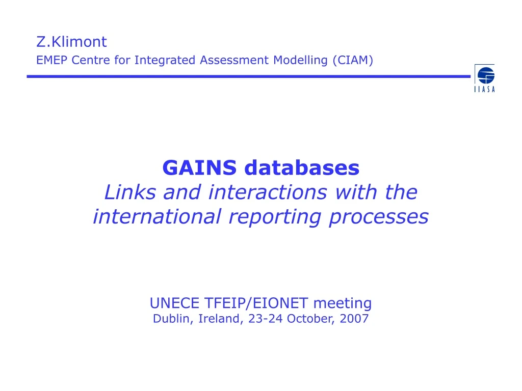 z klimont emep centre for integrated assessment modelling ciam