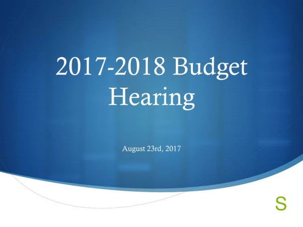 2017-2018 Budget Hearing