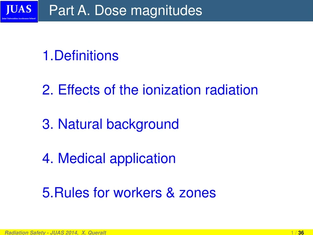 part a dose magnitudes