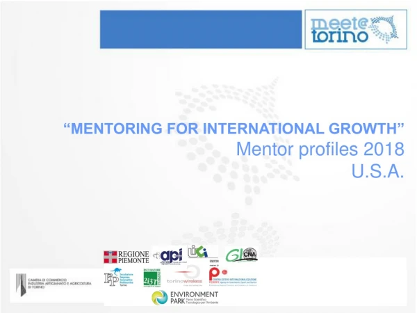 “MENTORING FOR INTERNATIONAL GROWTH” Mentor  profiles 2018 U.S.A.