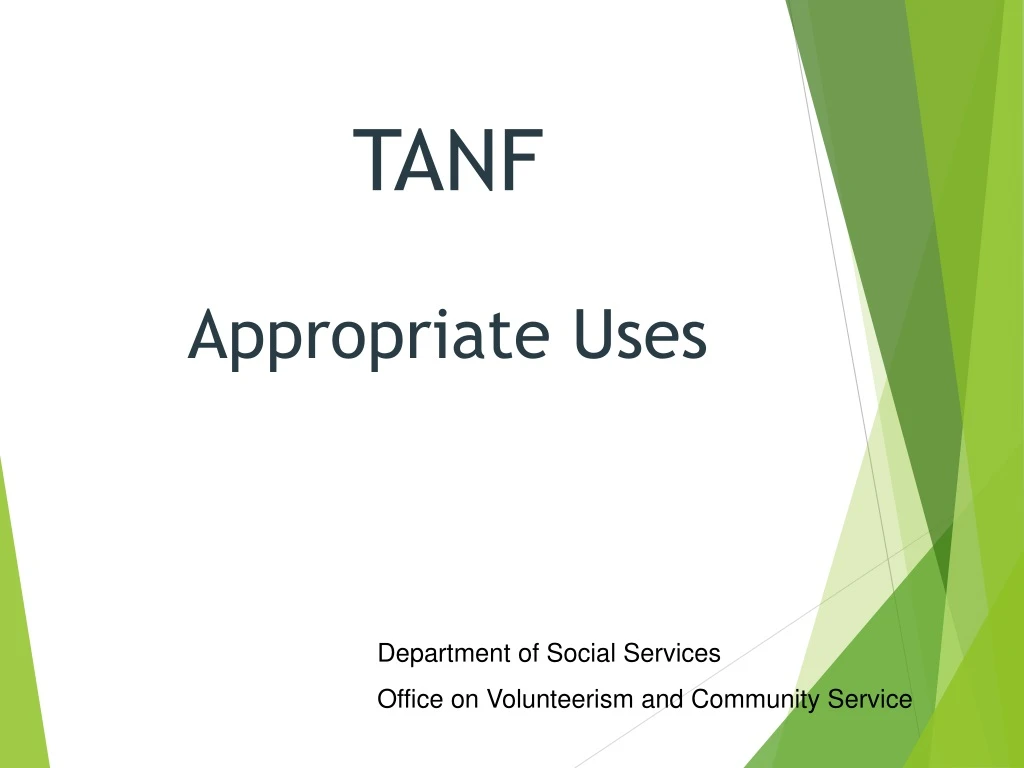 tanf appropriate uses