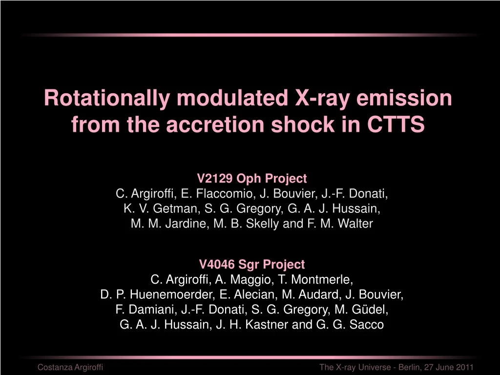 rotationally modulated x ray emission from