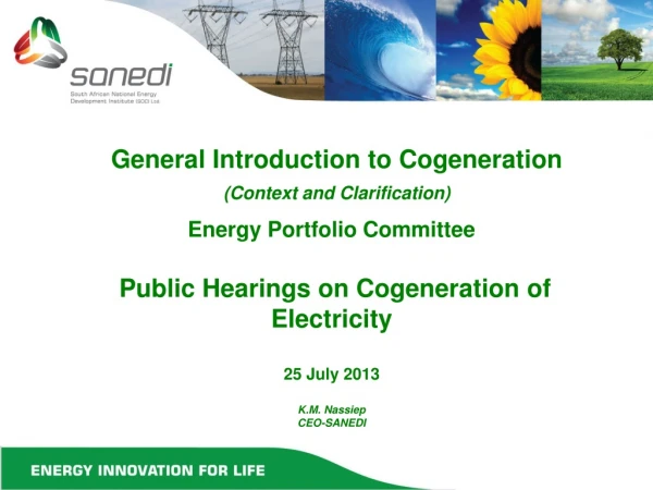 General Introduction to Cogeneration (Context and Clarification)