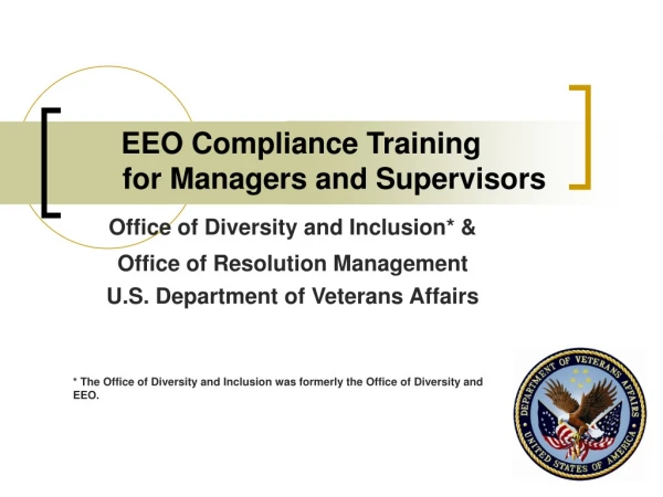 EEO Compliance Training  	for Managers and Supervisors