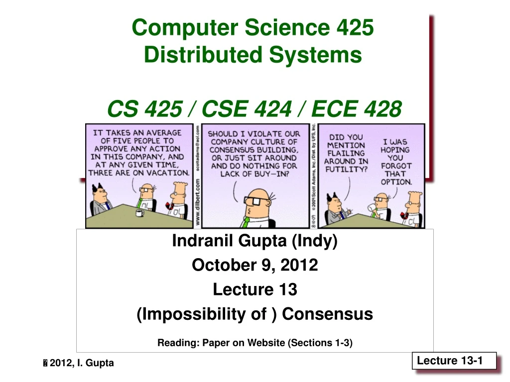 computer science 425 distributed systems cs 425 cse 424 ece 428 fall 2012