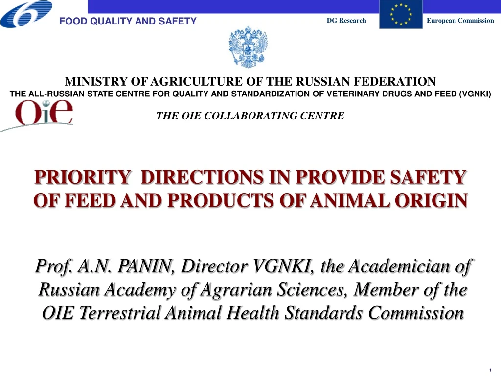 priority directions in provide safety of feed and products of animal origin