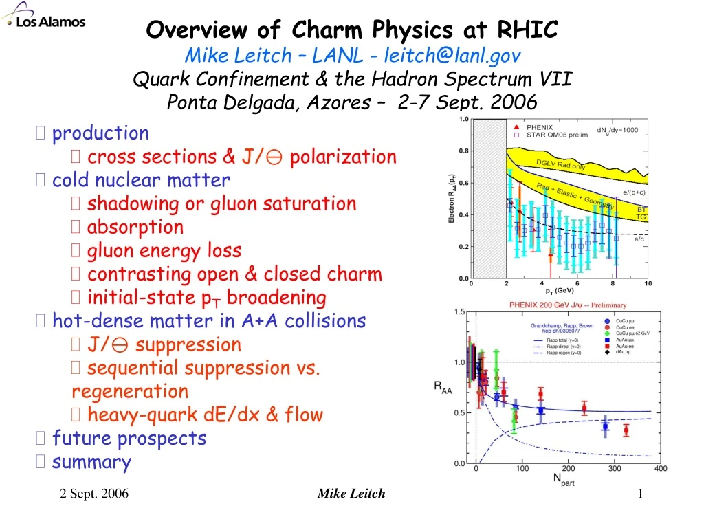 overview of charm physics at rhic mike leitch