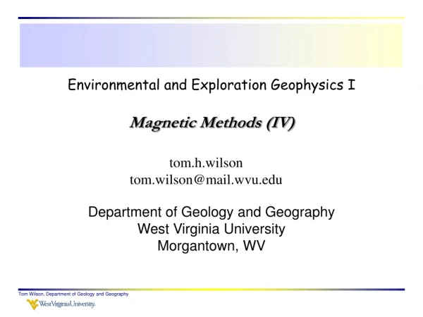 Environmental and Exploration Geophysics I