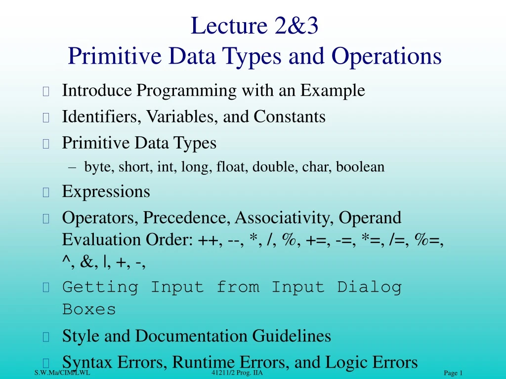 lecture 2 3 primitive data types and operations