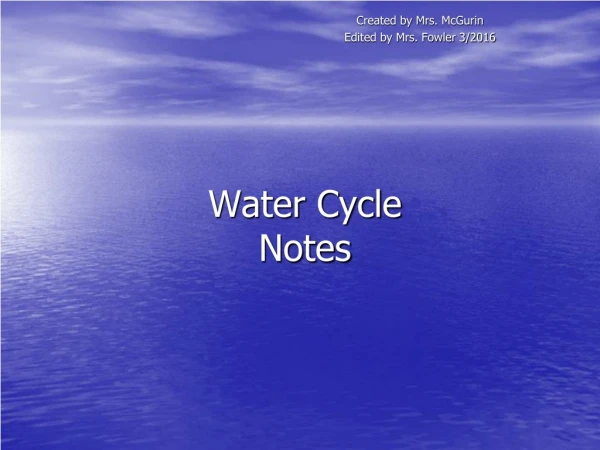 Water Cycle Notes