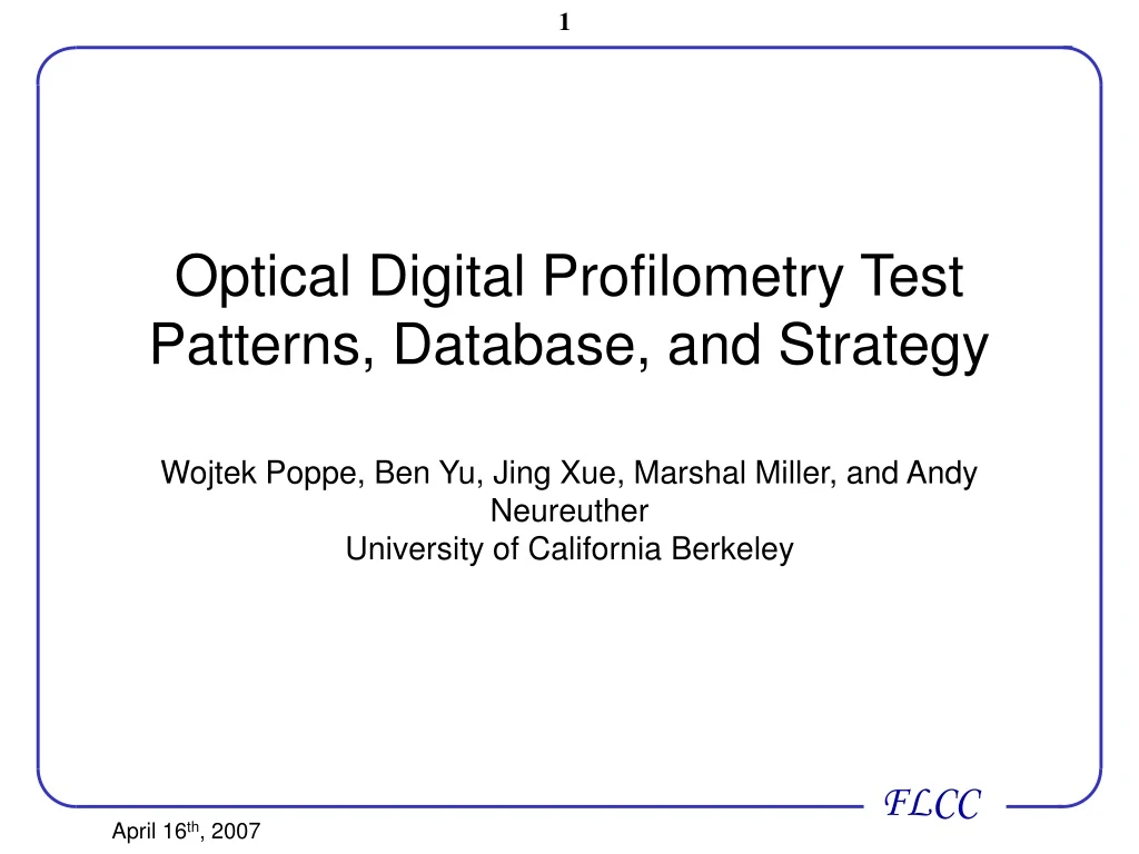 optical digital profilometry test patterns