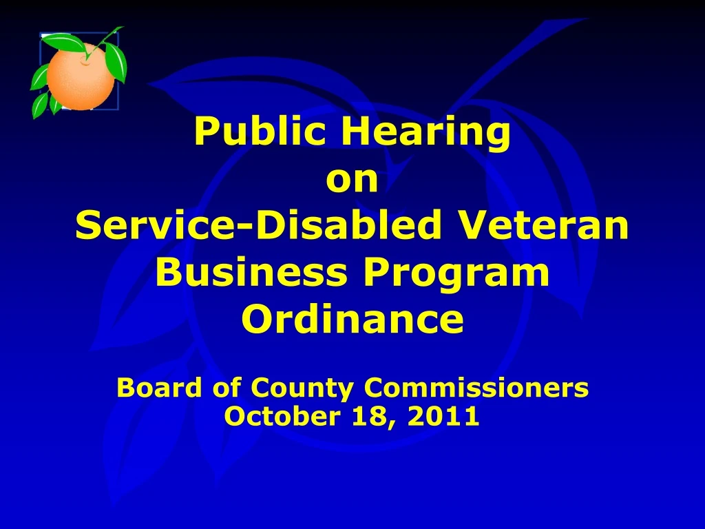 public hearing on service disabled veteran business program ordinance