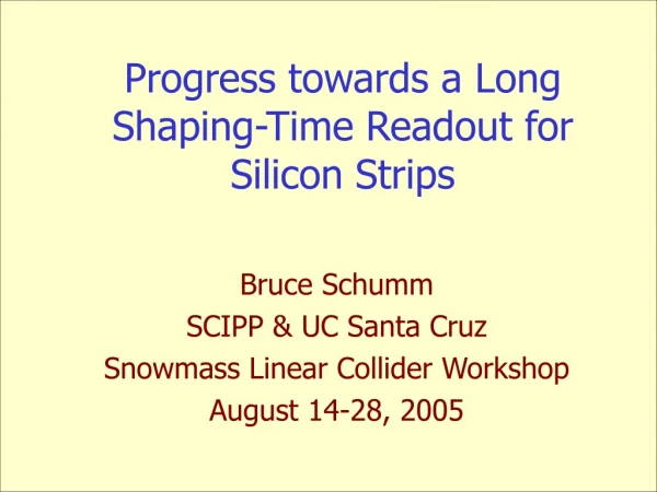 Progress towards a Long Shaping-Time Readout for Silicon Strips