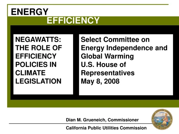 Select Committee on  Energy Independence and Global Warming U.S. House of Representatives