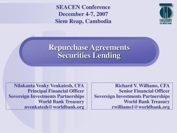 Repurchase Agreements  Securities Lending