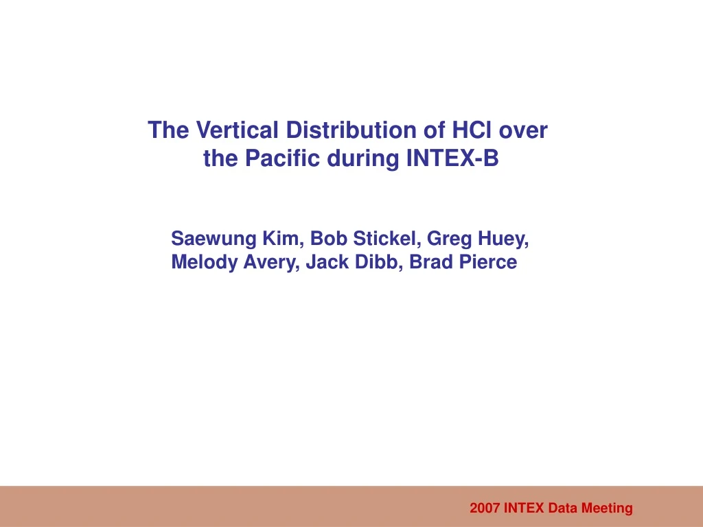 the vertical distribution of hcl over the pacific