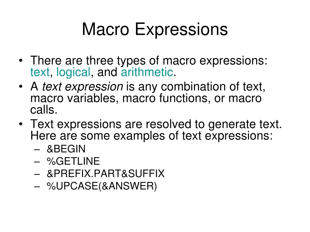 macro expressions