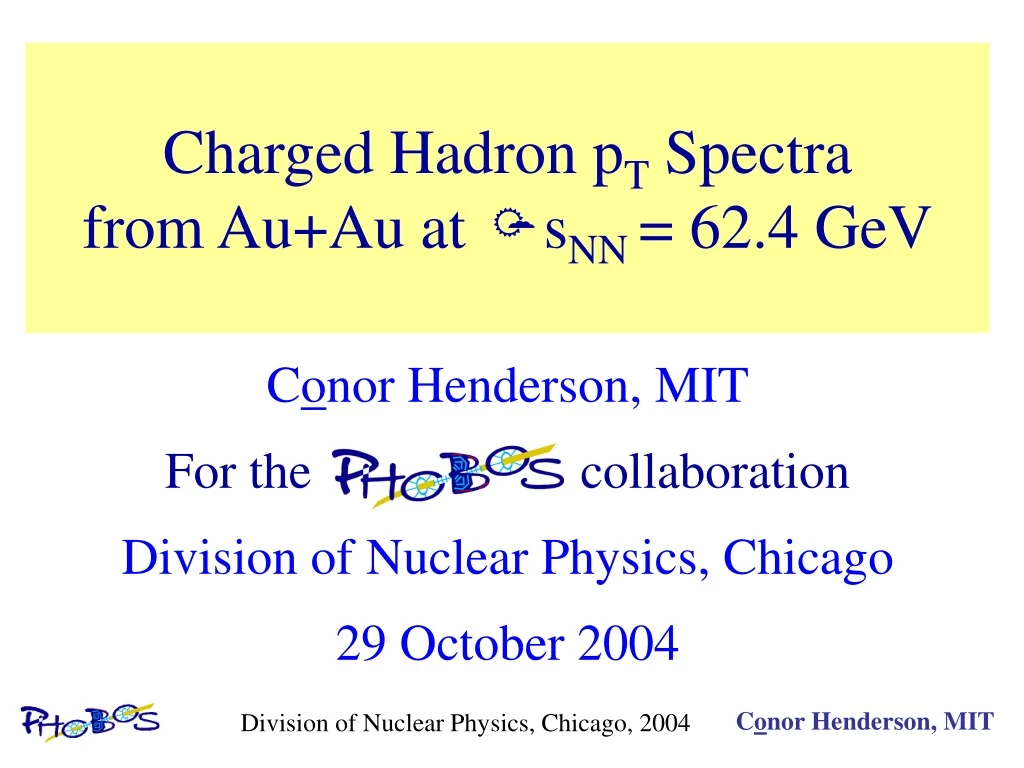 charged hadron p t spectra from au au at s nn 62 4 gev