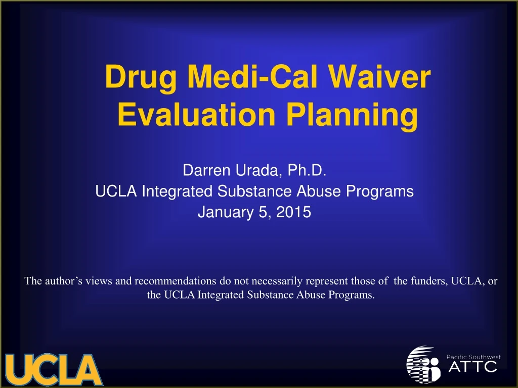 drug medi cal waiver evaluation planning