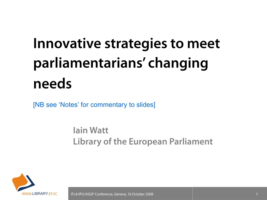 innovative strategies to meet parliamentarians