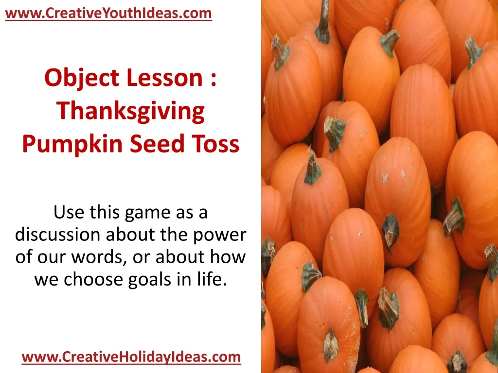 object lesson thanksgiving pumpkin seed toss