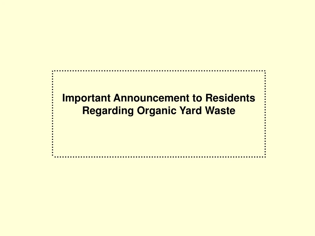 important announcement to residents regarding