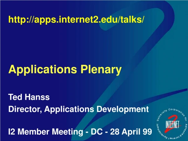 Applications Plenary