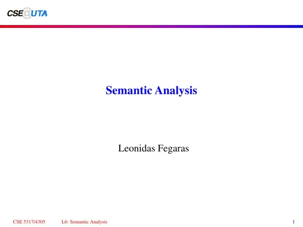 Semantic Analysis