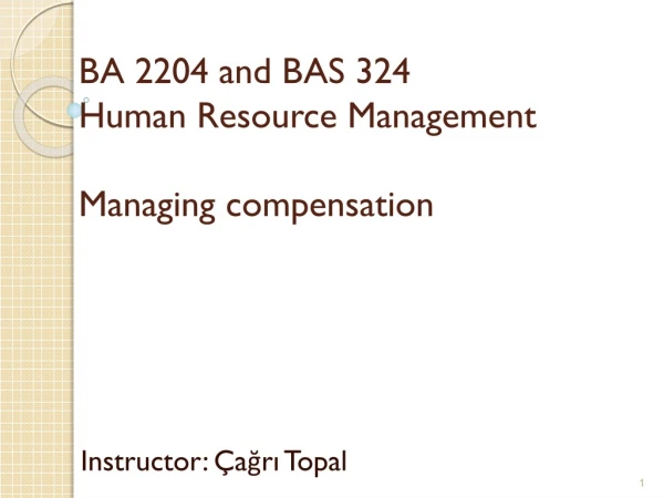 BA  2204 and BAS 324 Human Resource Management Managing compensation