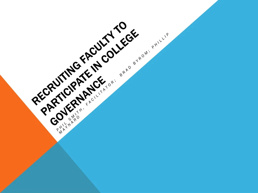 recruiting faculty to participate in college governance