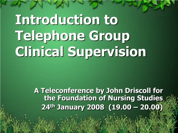 Introduction to Telephone Group Clinical Supervision