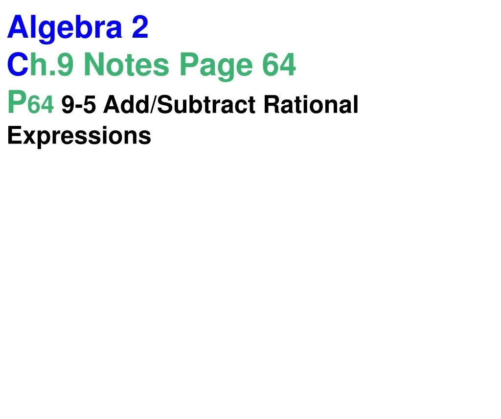 algebra 2 c h 9 notes page