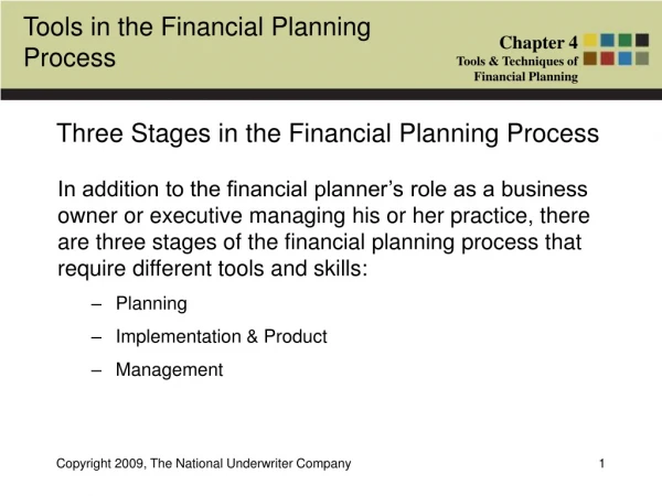 Three Stages in the Financial Planning Process